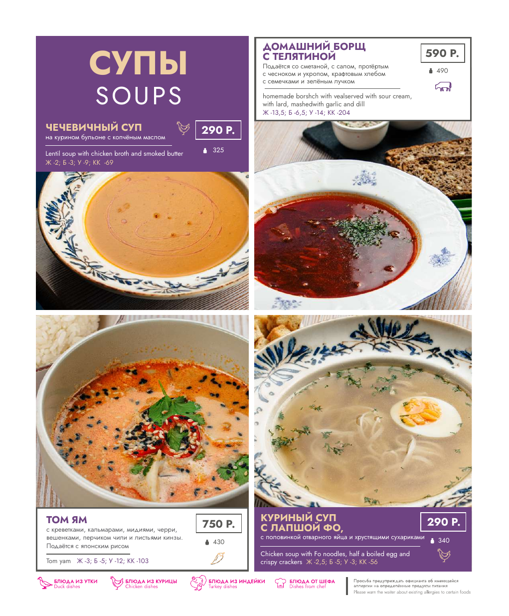 Меню кухни